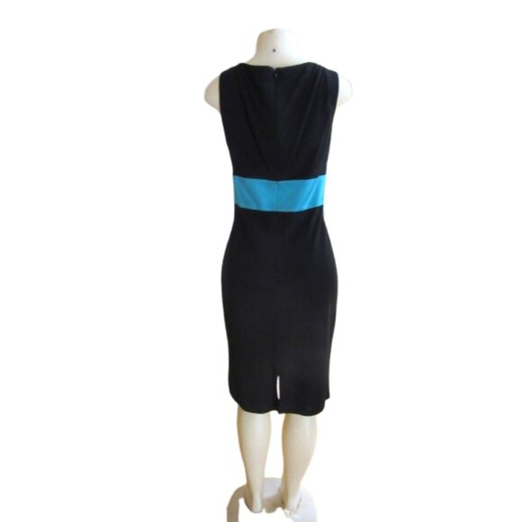 Kay Unger Black & Teal Polyester Rayon Silk Formal Evening Dress Size 8 - Picture 5 of 7